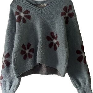 Hippie Rose Blue Floral Sweater